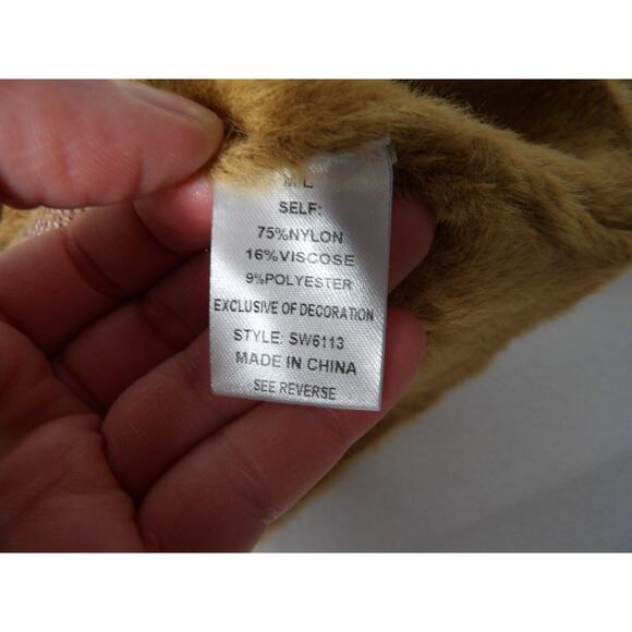 See And Be Seen Fuzzy Sweater M/L Brown Flower Abstract Artsy Pullover Soft - Picture 11 of 12